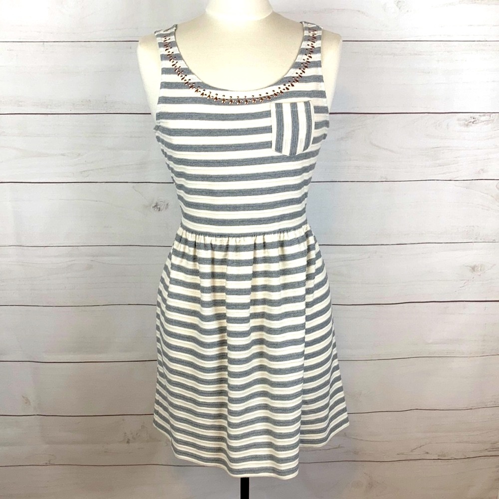 Maison Jules Gray Striped Dress M